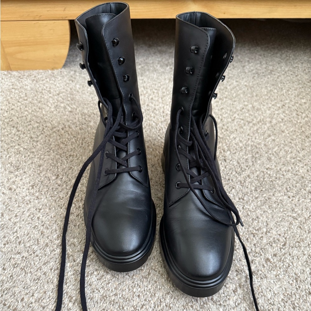 Stuart Weitzman Black Combat Boots